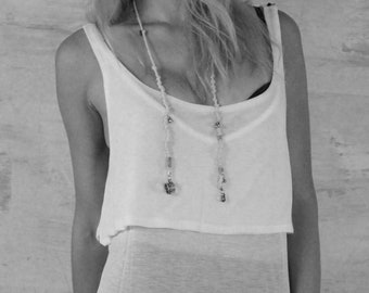 Sheer White Maxi Dress | Summer Maxi Dress | Coverup Dress | Festival Dress | Two Piece Dress | Dystopian Clothing | Vegan Dress UMMOK