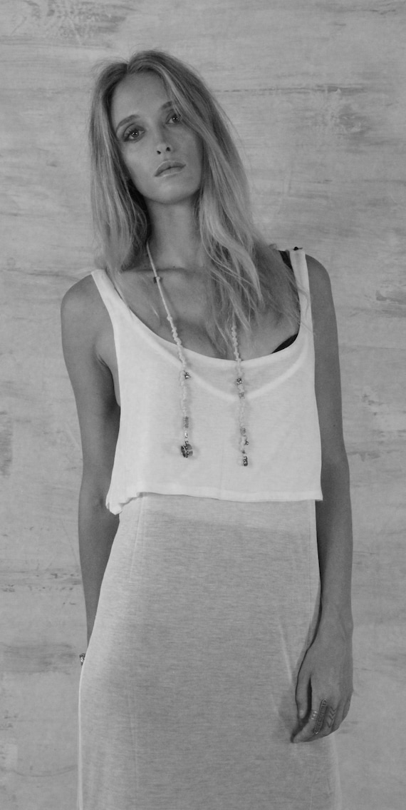 Sheer White Maxi Dress | Summer Maxi Dress | Coverup Dress | Festival Dress | Two Piece Dress | Dystopian Clothing | Vegan Dress UMMOK