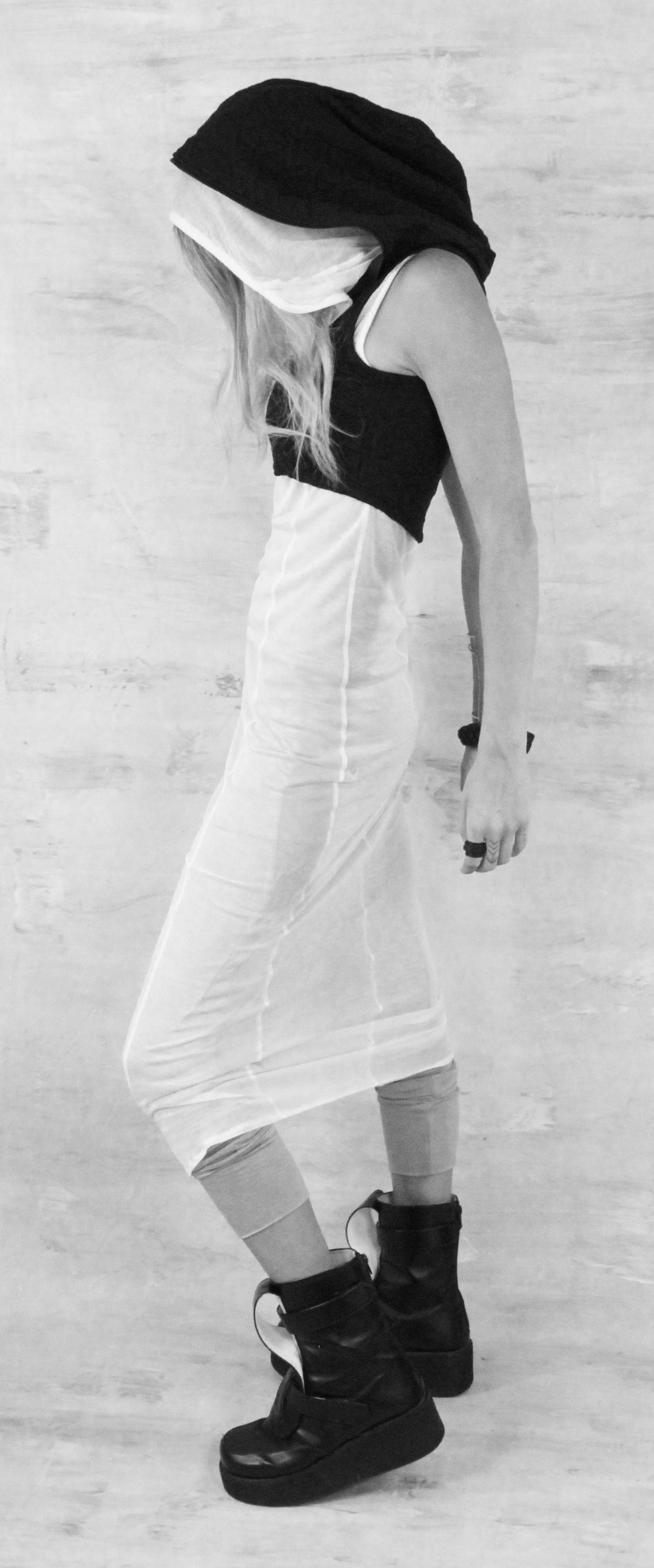 Sheer Maxi Dress Hooded Maxi Dress Long White Dress Cowl Dress Sheer