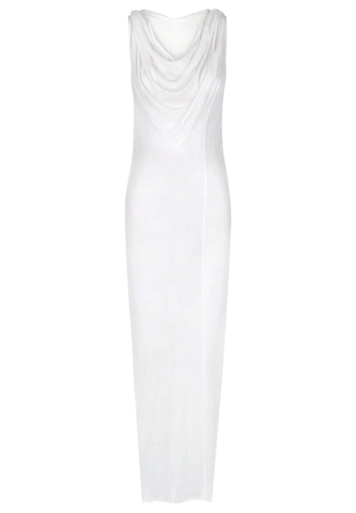 Sheer Maxi Dress Hooded Maxi Dress Long White Dress Cowl Dress Sheer