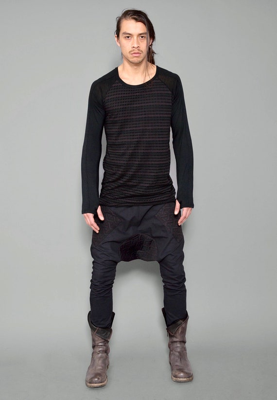 Black Futuristic Pants | Drop Crotch Pants | Mens Harem Pants | Dystopian Clothing | Urban Clothing | Mens Loose Pants | Baggy Festival Pant