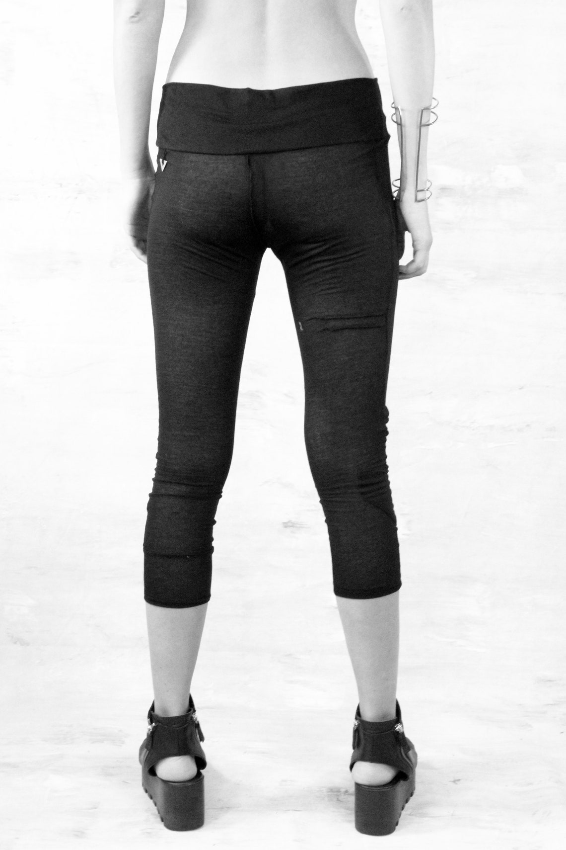 Transparent Black Leggings Black Knit Leggings Women's Urban Fashion ...