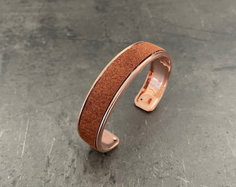 Bracelet cuff rose gold leather brown vintage