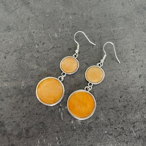 Doppelte Cabochon-Ohrringe - Schillerndes Goldorange