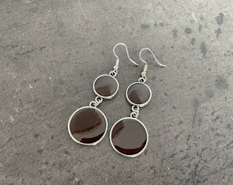 Boucles d'oreilles cabochon résine double - Chocolat