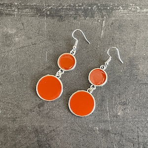 Double cabochon earrings - Dark orange