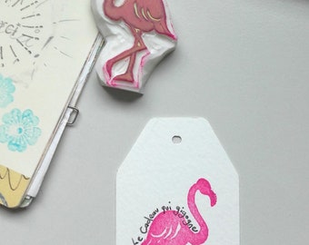 Tampon fait-main flamand rose