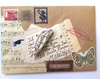 Tampon fait-main "Fragile" en forme de plume - tampon fait maison - tampon pour courrier - tampon pour décorer une enveloppe - snailmail