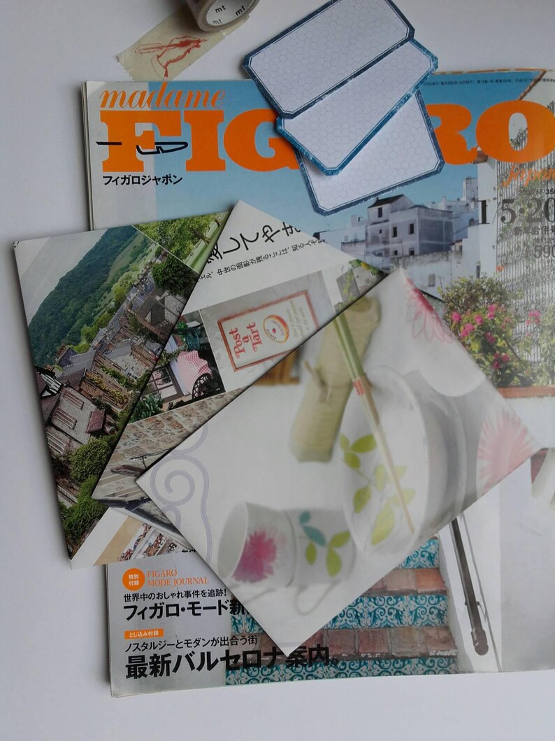 Enveloppes faites avec des magazines japonais magazine japonais recyclé en enveloppes enveloppes recyclées kawai papeterie recyclée image 7