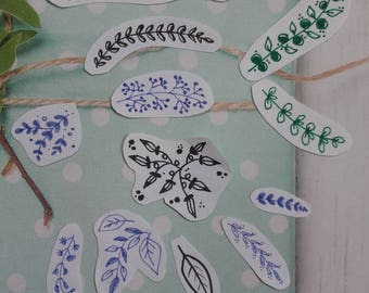 Handmade floral doodles stickers, embelishments, handcut stickers,