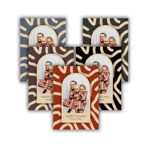 Gelukkigste vakantie Art Deco kerstfotokaart, platte kaart
