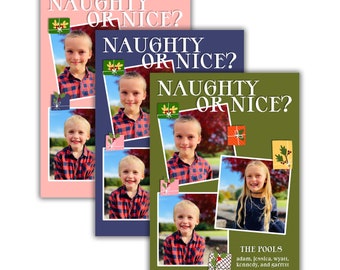 Naughty or Nice Holiday Photo Card, Flat Card