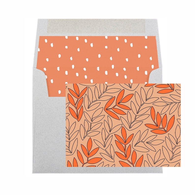 Leaf Design Greeting Card - Set of 4 - Etsy