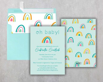 Bright Rainbow Baby Shower Invitation