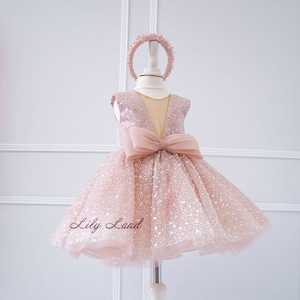 Champagner Funkelndes Tutu Geburtstagskleid Baby, Blumenmädchenkleid, Besonderer Anlass Ballkleid Hochzeit Gäste Pageant Smash Cake Outfit