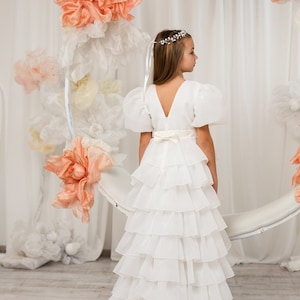 White Flower Girl Dress, First Communion Dress, Prom Ball Pageant Gown, Birthday Baby Dress, Special Occasion Wedding Bridesmaid Dress