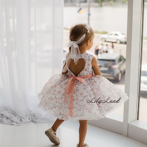White Coral Flower Tutu Flower Girl Dress, First Baby Birthday Party Dress, Princess Prom Ball Gown, Pageant Toddler Special Occasion Dress