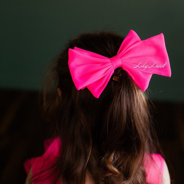 Hot Pink Bow Hair Pin, Prom Head Accessories, Baby Photoshoot Birthday Princess Headband, Raspberry Hair Flower Girl Ornament Headpiece