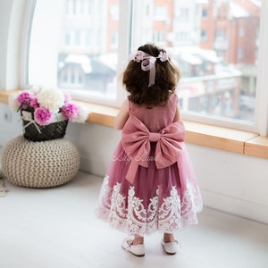 Mauve baby girl dress top