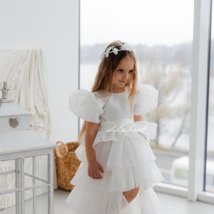 White Flower Girl Dress, First Communion Dress, Prom Ball Pageant Gown, Birthday Baby Dress, Special Occasion Wedding Bridesmaid Dress