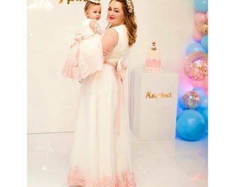 Pink Mother Daughter Matching Dress Mom And Daughter Matching Etsy