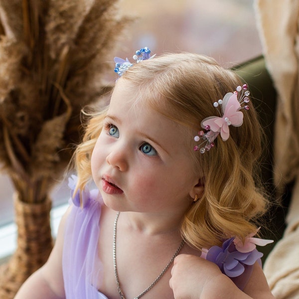 Pinces à cheveux papillon, accessoires de cheveux de mariage mignon bébé fille, accessoires de photographie nouveau-né, bandeau enfant en bas âge avec papillon, cadeau pour fille