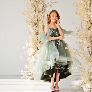 Olive green junior bridesmaid dress hotsell