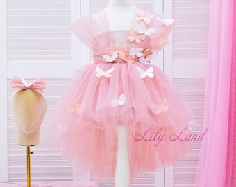 Butterfly Birthday Dress For Baby Girl, Toddler Tulle Dress With Butterflies, First Birthday Pageant Dress, Toddler Butterfly Dress