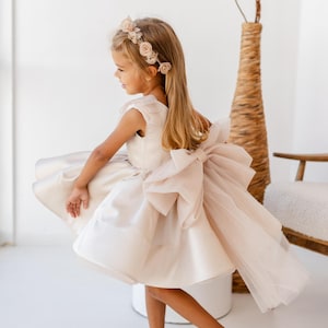 Gold Flower Girl Dress, First Birthday Baby Gift, Tutu Communion Prom Gown, Pageant Outfit, Special Occasion Graduation Dance Party Dress