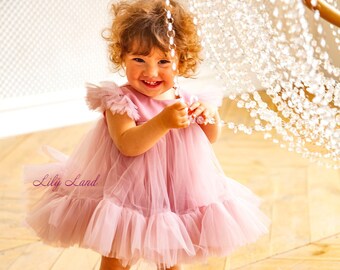 Tenue de fille de séance photo du 1er anniversaire, robe de bébé fille d’anniversaire tutu, robe de bébé courte et gonflée, robe de bébé de mariage, robe de fille infantile fantaisie