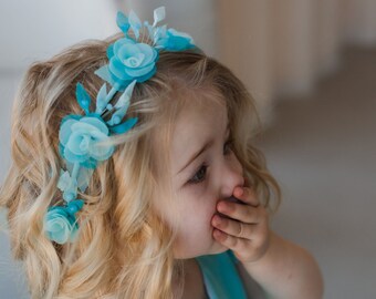 Flower Baby Flower Girl Headband, Birthday Party Cute Hair Accessories Toddler, Princess Hair Grown, Photo Prop Handmade Baby Shower Gift