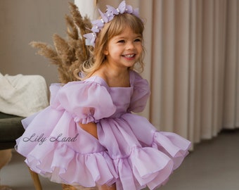 Lily Tutu & Tüll Puffy Blumenmädchenkleid, Partykleid für den ersten Babygeburtstag, Prinzessinnenmädchenkleid, Pageant-Kleinkindkleid für besondere Anlässe
