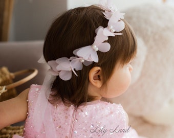 Butterfly Baby Flower Girl Headband, Birthday Party Cute Hair Accessories Toddler, Princess Hair Grown, Photo Prop Handmade Baby Shower Gift