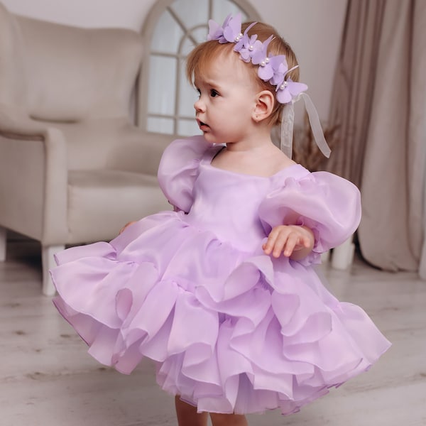 Lily Tutu & Tulle Puffy Flower Girl Dress, First Baby Birthday Party Dress, Princess Girl Gown, Pageant Toddler Special Occasion Dress