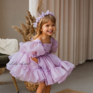 Lily Tutu & Tulle Puffy Flower Girl Dress, Primer vestido de fiesta de cumpleaños del bebé, Vestido de niña princesa, Vestido de ocasión especial para niños pequeños