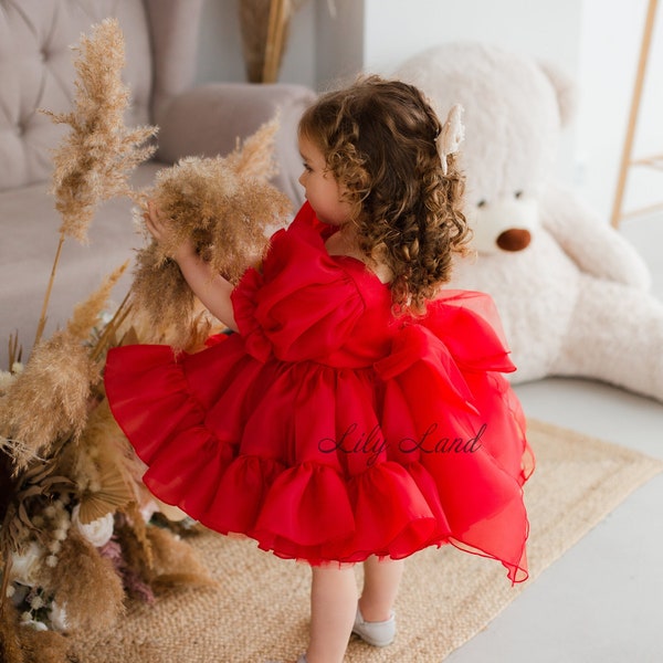 Little Girls First Birthday Ball Gown White Baptism Toddler Girls Sparkle Sequin Puffy Dress Elegant Evening Pageant Dresses main image 1
