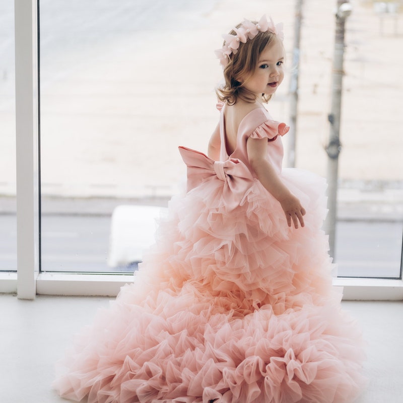 One Shoulder with Flower Flower Girl Dress Coral
