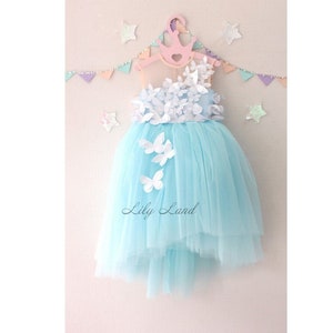 Girls dress 3D Butterfly Applique blue girl dress dress with butterfly birthday dress personalized dress baby dress butterfly tulle dress