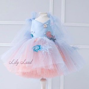 Mermaid Birthday Party Toddler Dress, Tutu Girl Dress, Sparkling Pageant Baby Dress, First Birthday Outfit, Special Occasion Princess Dress