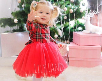 Girls Boutique XS 18 Months Christmas Tree Ribbon Tulle Dress NEW Ruffle Holiday 