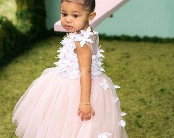 Pink girl Dress 3D butterfly dress dress for baby toddler pink dress low high girl dress pink girls dress first birthday dress Butterfly