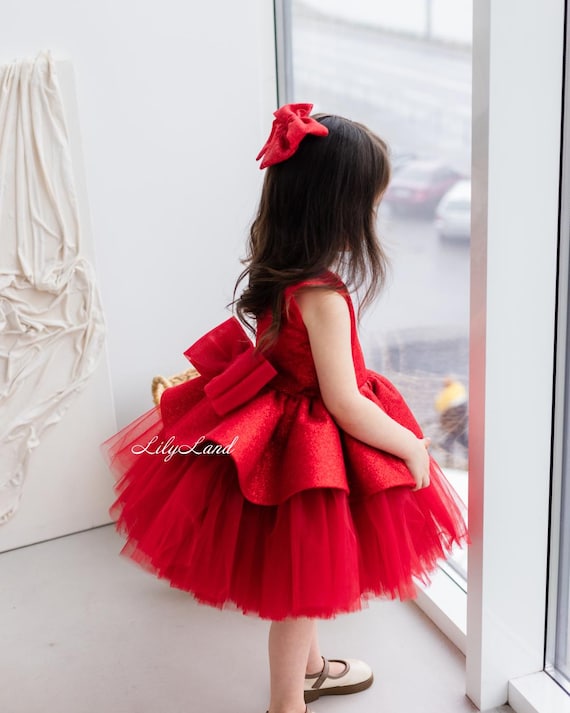 fitted lace wedding dress American Girl® x Janie and Jack Holly-Red Party Dress for Little Girls