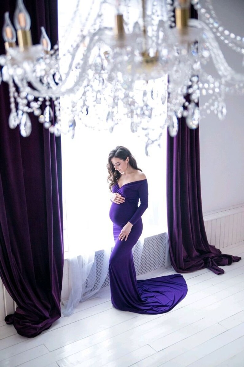 Plum Maternity Dress baby shower dress Fitted Maternity Gown Etsy