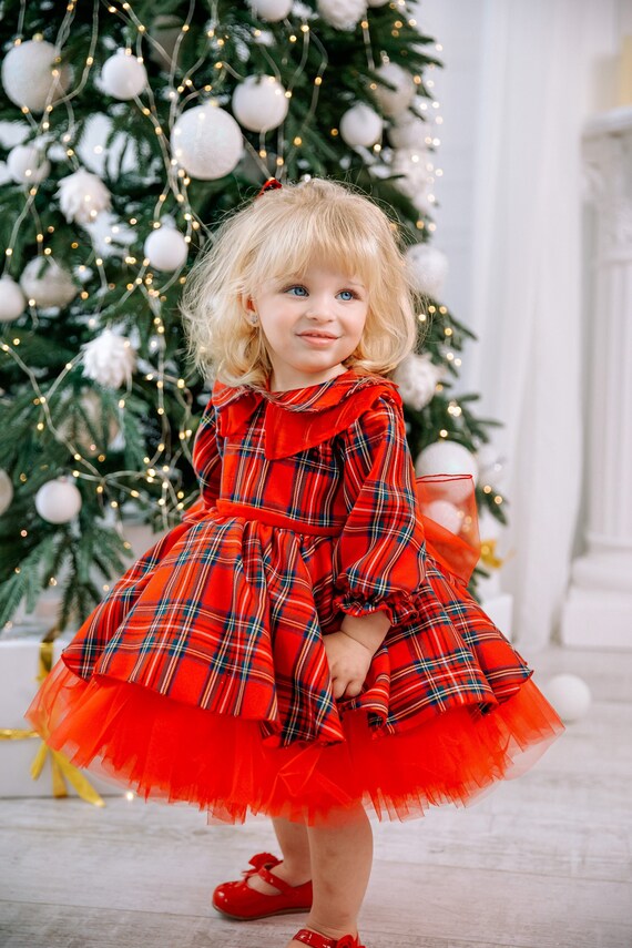 Christmas Dress for Baby Girl Red Plaid Christmas Costume Etsy