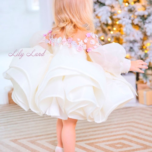 girls white party dress Buy Anabel Easter girls Ivory Linen Party Dress for