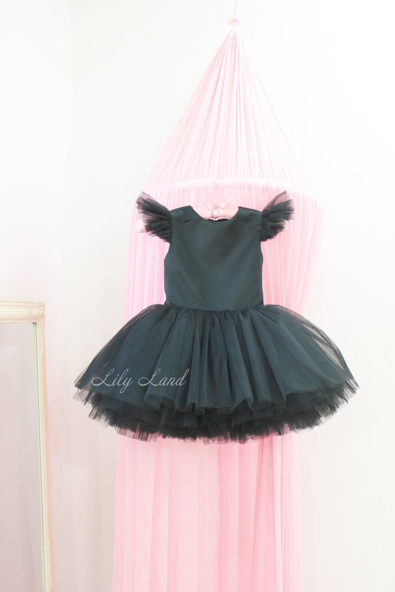 Black tutu baby dress, shops first birthday dress, birthday baby girl dress, short puffy baby dress, dance baby dress, flower girl dress