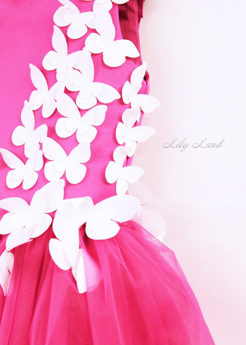 Dress with butterfly pink flower girl dress butterfly baby dress birthday dress personalized dress baby dress butterfly tutu tulle dress