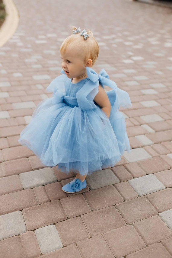 junior blue dress Wedtrend Light Blue A-Line V Neck Floor-Length Chiffon Junior Bridesmaid  Dress Wedding Party Dress – WEDTREND main image 1