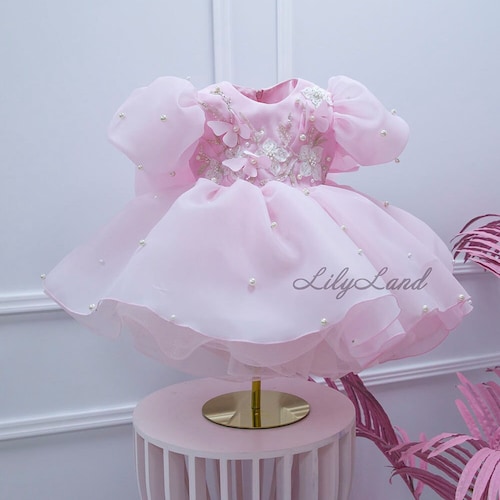 Pink Pearls Flower Girl Dress, Infant First Birthday Baby Dress, Tutu  Toddler Princess Dress, Special Occasion Pageant Wedding Guest Dress - Etsy