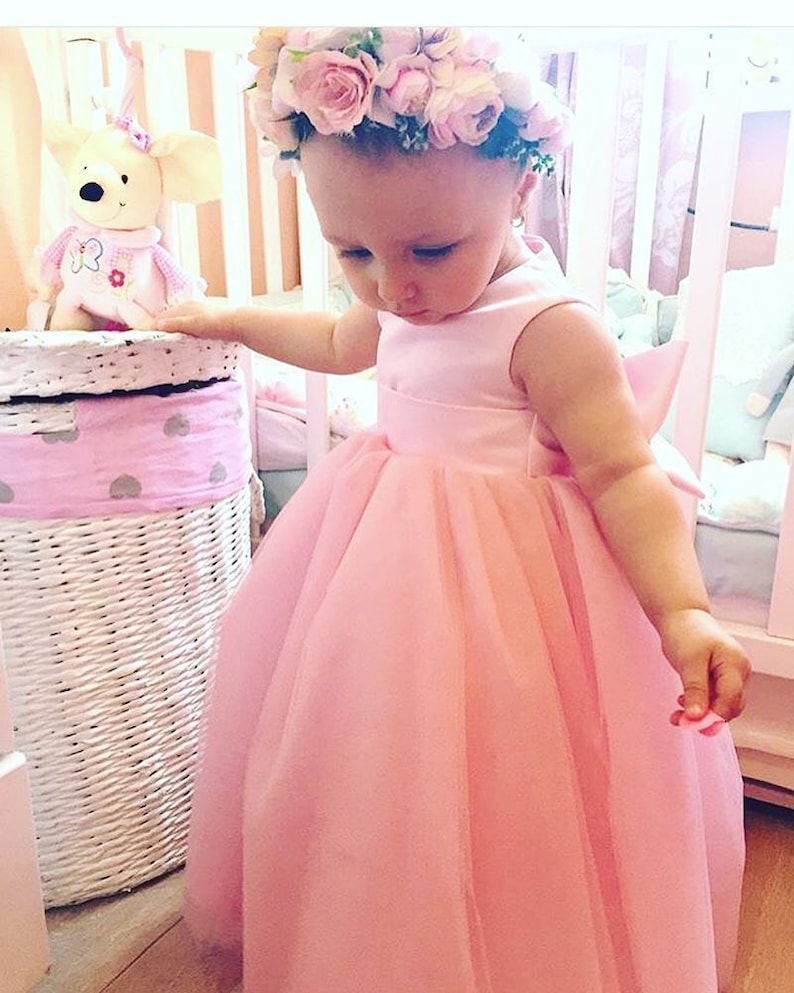 Pink Open Back Dress 1st Birthday Dress Pink Baby Dress Etsy